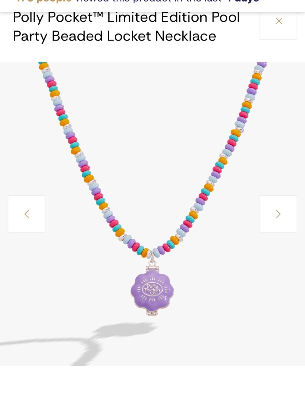 Alex and Ani Polly Pocket Pool Party Beaded Locket Necklace - Purple NWT